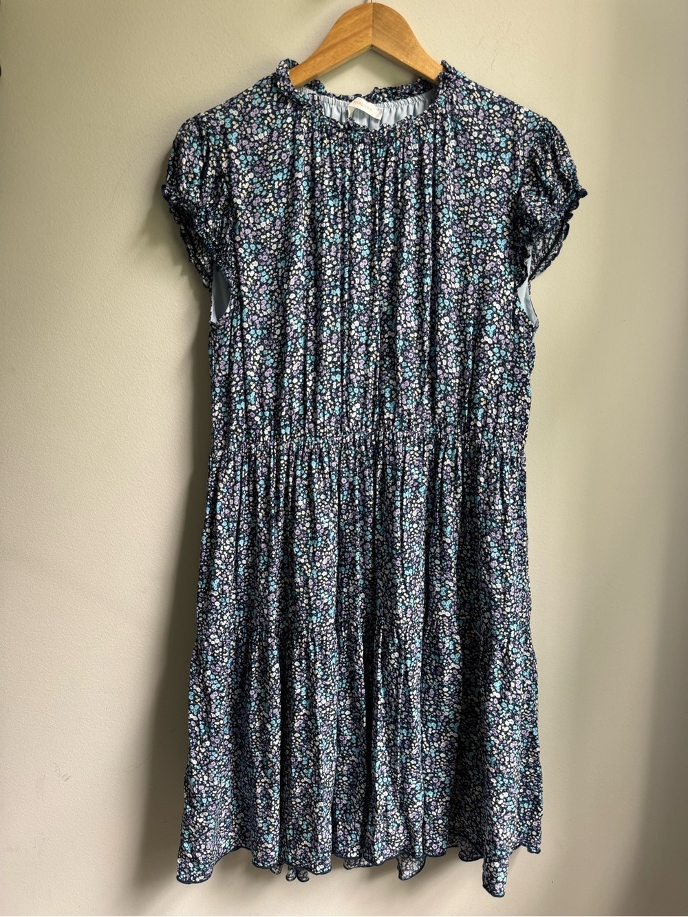 Kirundo Women’s Navy Floral Midi Dress with Cap Sleeves
